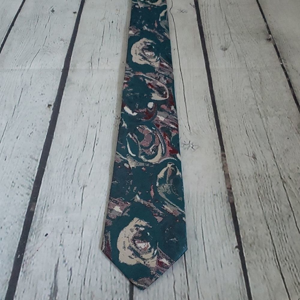 Vintage Ocean Blue abstract Wearable Art  neck tie